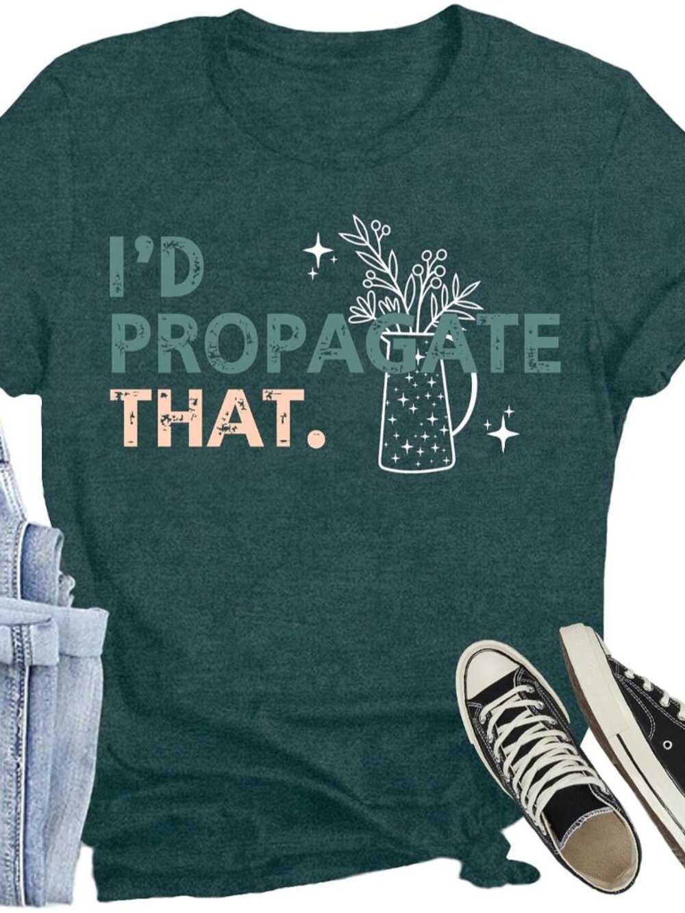 Plant Shirts for Women I’d Propagate That Letter Print T Shirt Funny Garden Love